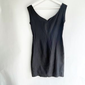 Byblos Women Dress Size 6 Black Silk  Linen Sleeveless Vintage 90's